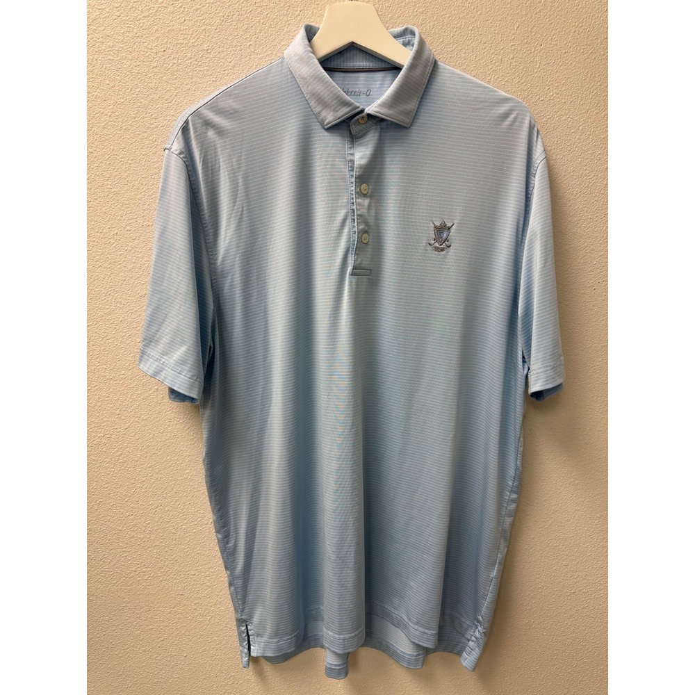 johnnie-O Golf Polo Shirt Mens Large Striped Blue 1898‎ Athletic Casual